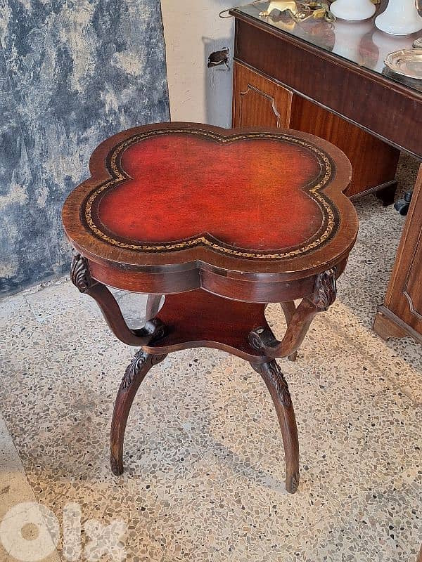 antique english leather table 3