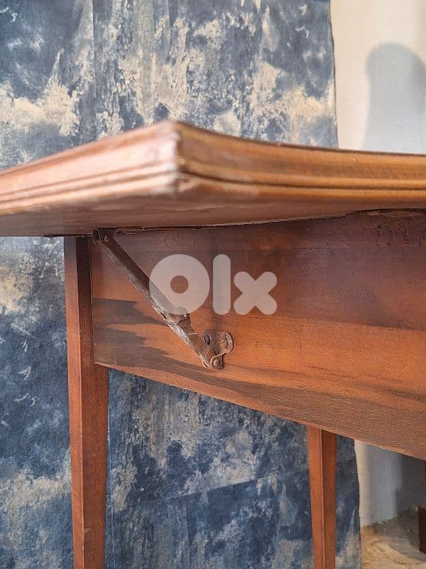 antique english leather top solid wood small desk 7