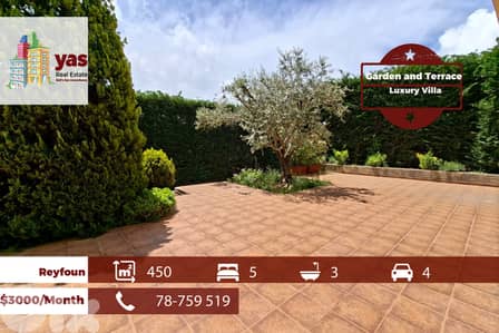 Reyfoun 450m2 | Garden & Terrace | Rent | Villa | Private Street | KH