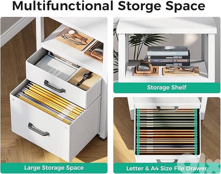 Lshaped desk with drawers and power supply 5