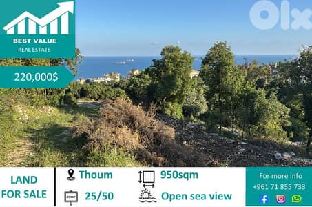 Perfect land for sale in Thoum | 1 min from highway