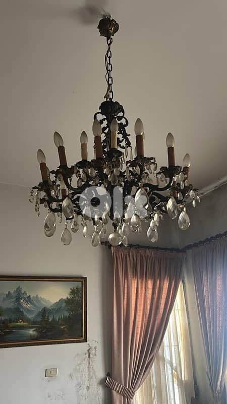Original Queen Anne Crystal Chandelier – Large Vintage Antique Piece 1
