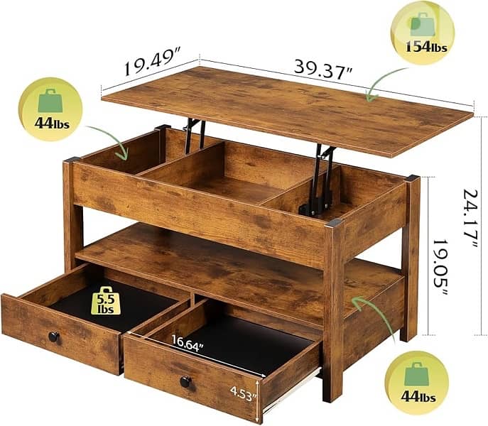 WLIVE Coffee Table, Lift Top Coffee Table 1