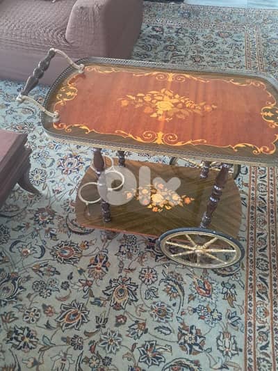 ​عربة ضيافة خشب مركتري كلاسيكية للديكور والتقديم Trolley