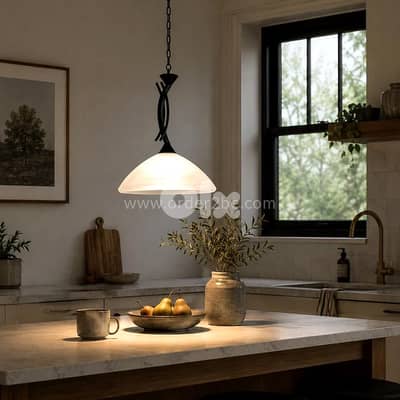 EGLO Vinovo Alabaster Glass Pendant Light