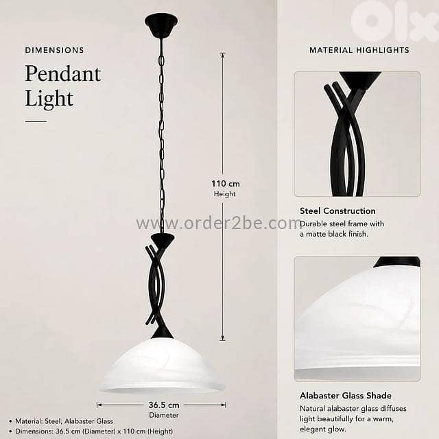 EGLO Vinovo Alabaster Glass Pendant Light 5