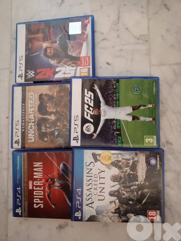 PS5 SLIM 1TB disk Europe used + 2 original controllers + 5 games 2