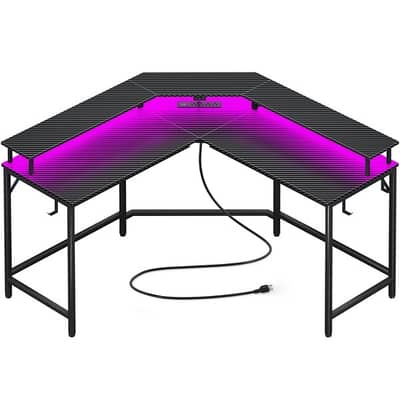 l shaped desk with power supple , 2 USB PORT , 4 AC POWER