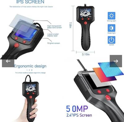 Handheld Endoscope Camera,Portable 2.4 Inch IPS Screen. cable 10M