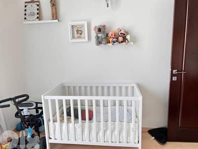 ikea crib+ mattress+ waterproof cover+ 3bed sheets