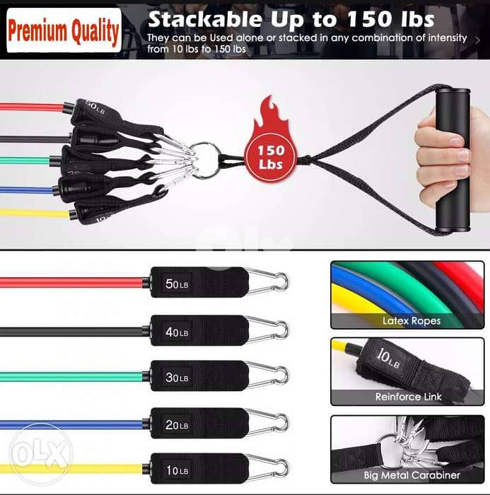 Resistance Bands 11pcs Premium quality up to 150lb 1