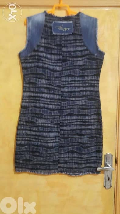 Desigual denim embroidery patchwork dress large فستان 1