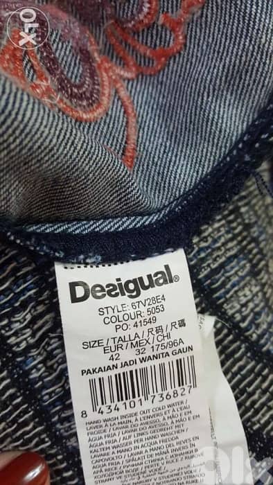 Desigual denim embroidery patchwork dress large فستان 4