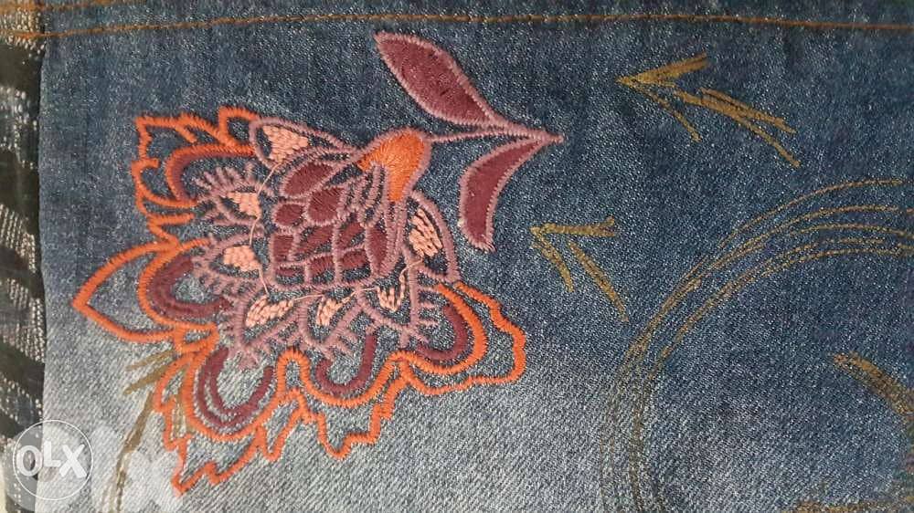 Desigual denim embroidery patchwork dress large فستان 7