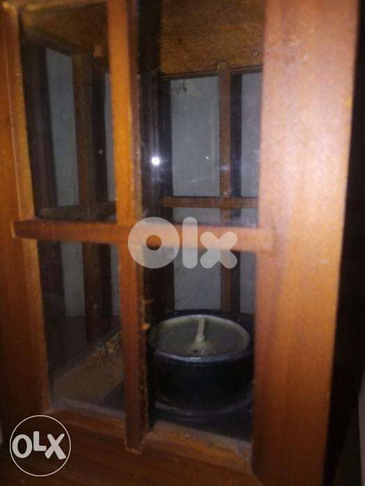 Wood glass metal small candles lantern 32*12 cm approx 1