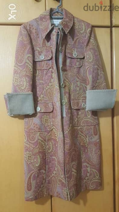 Karen Millen Canevas velvet long jacket coat 40 معطف خريفي 1