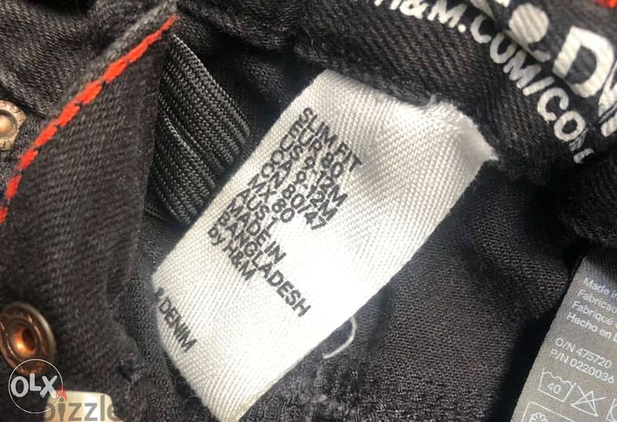 clothing for kids boy; 9-12 months, black jeans, slim fit 3