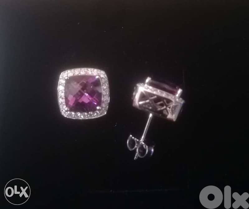 Diamond and ametyst earrings certified 1