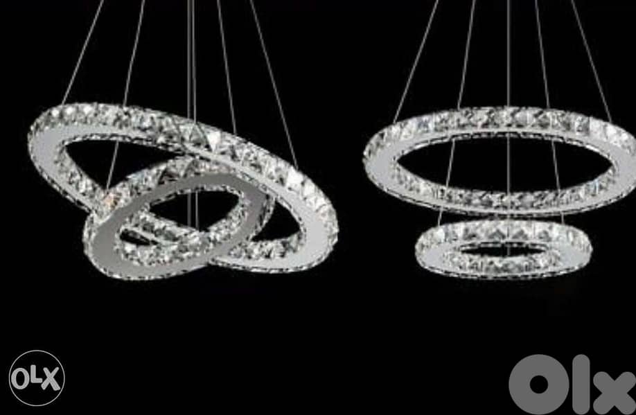 2 Ring Crystal LED 50x30cm Ceiling Lamp Chandelier 1