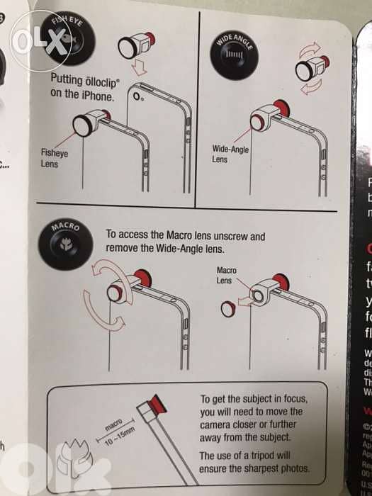 Apple ollo clip Cam Fish eye - Macro- wide angle fits on iphone 5/5S 3