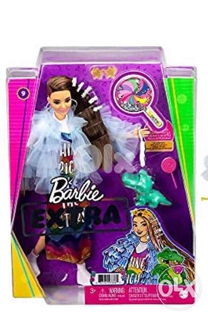 Barbie Extra Doll #9 in Blue Ruffled Jacket with Pet Crocodile, Long B 0