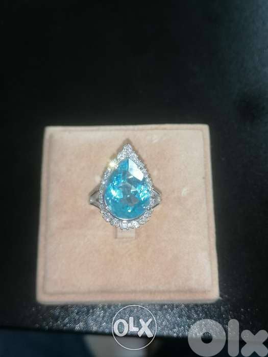 Natural diamond & topaz ring 4