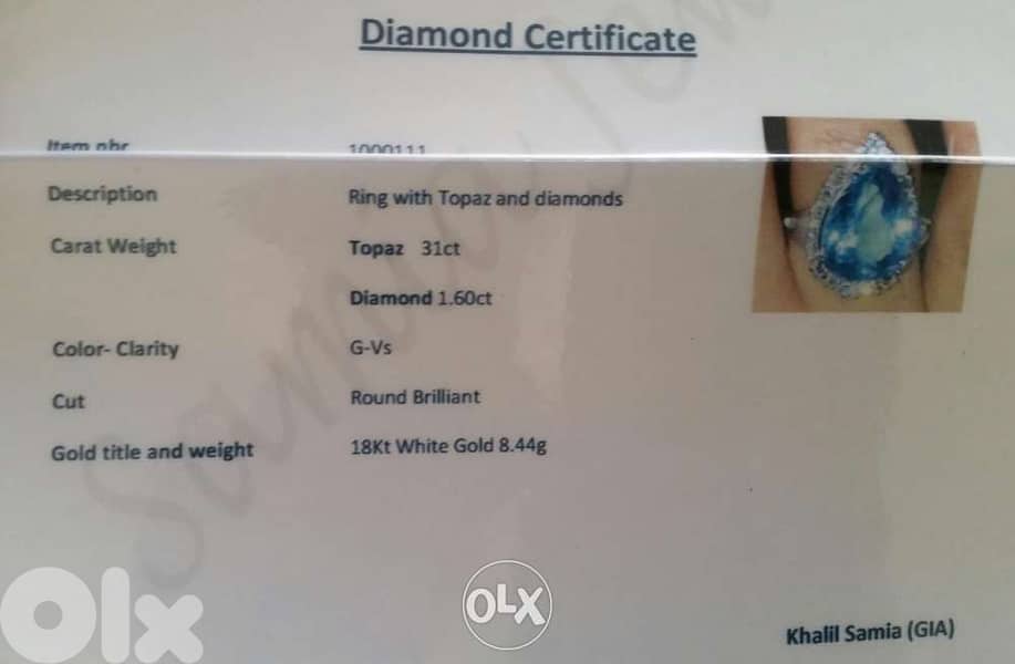 Natural diamond & topaz ring 5