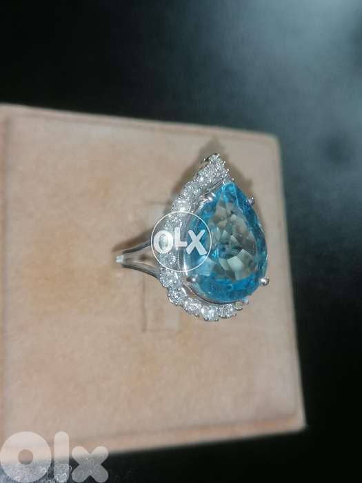 Natural diamond & topaz ring 6