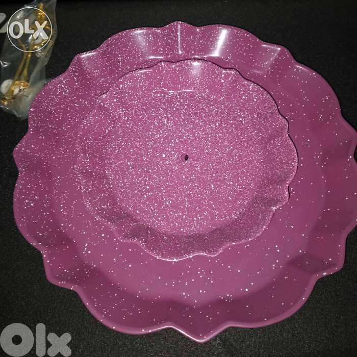 Elegant high quality 2 tier ceramic purple stand 1