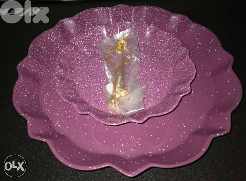 Elegant high quality 2 tier ceramic purple stand 2