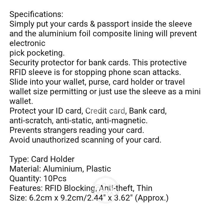 Anti-theft cards protectors 5