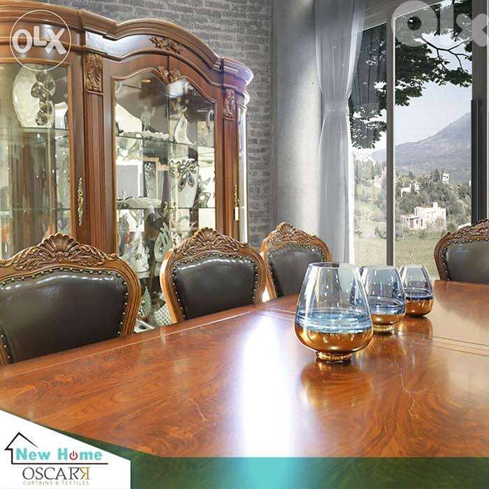 Dinnind Room غرفة سفرة 8 او 10 كراسي مع درسوار خشب 3