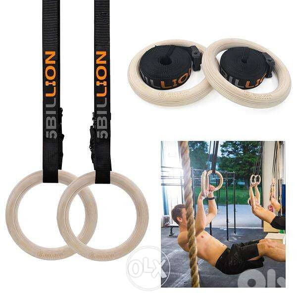 Gymnastics Rings Wooden Olympic Rings 1500lbs 3