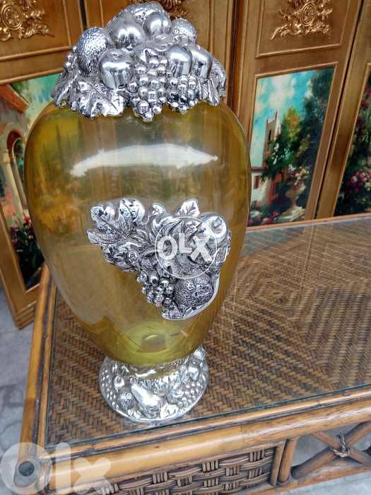 مزهرية زجاج مطعمة رازين 2