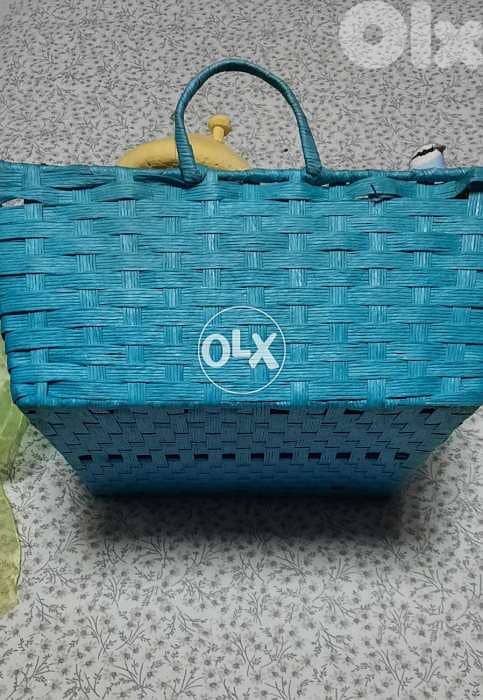 Blue easter basket decorated 3