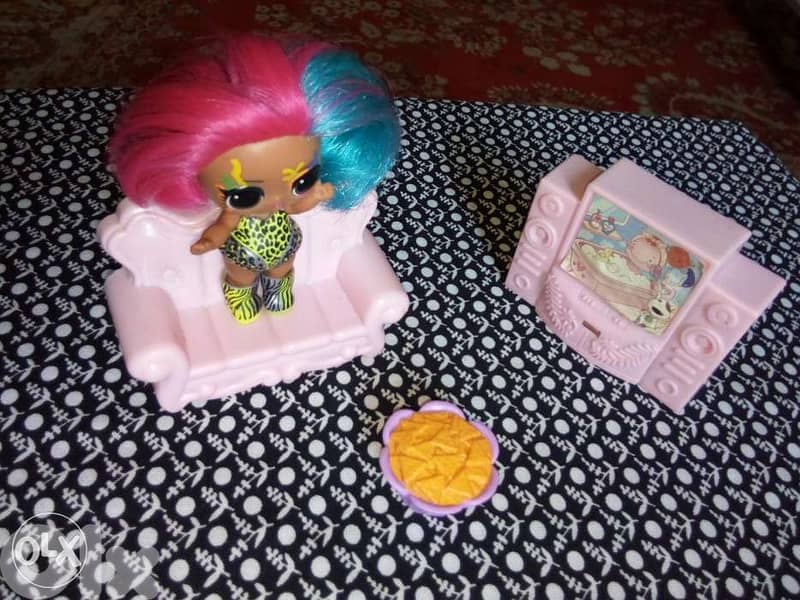 LOL MGA RARE DOLL SET has colored hair &face style+Sofa +Dvd +chips=15 0
