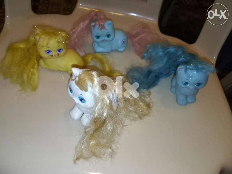 LITTLE PRETTY KITTIES Mattel 1989 small toys colored hair, all=35$ 0