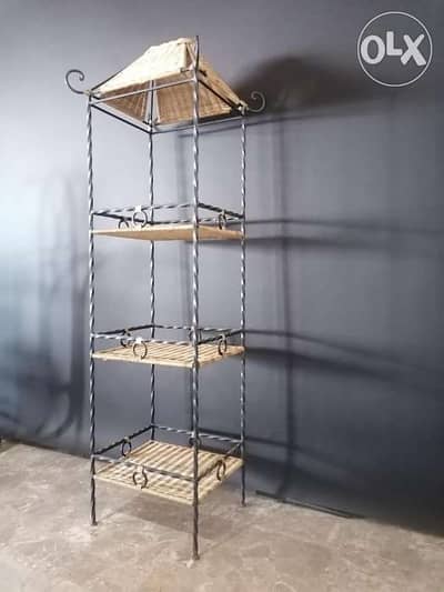 Bamboo and steel shelves