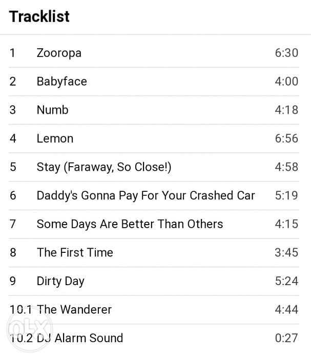 U2 Zooropa Music CD. 1