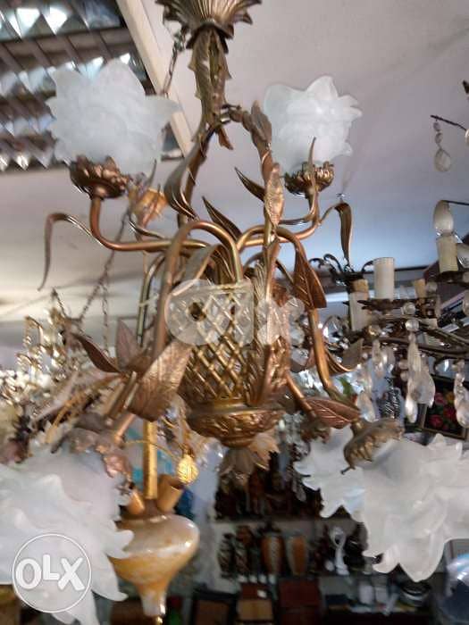 ثرية نحاس شكل سلة 6 لمبات 0