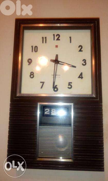 vintage national transistor wall clock + date japanese- hourly bell 0