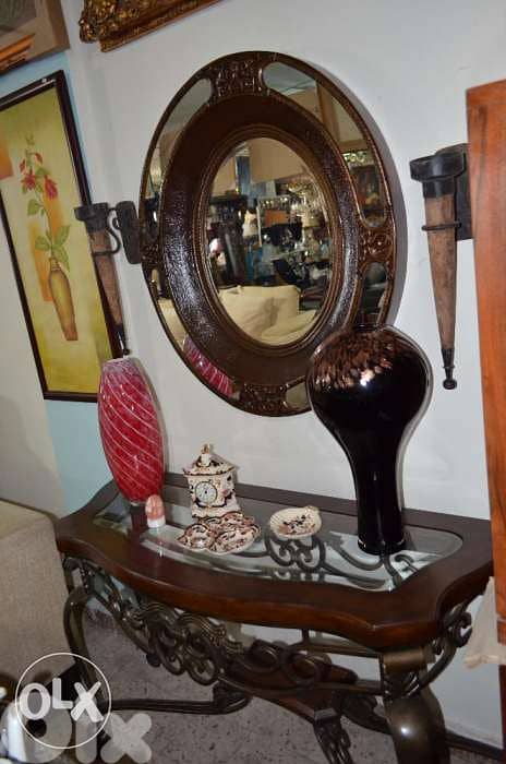 solid wood console with ferfoje and solid wood mirror 5