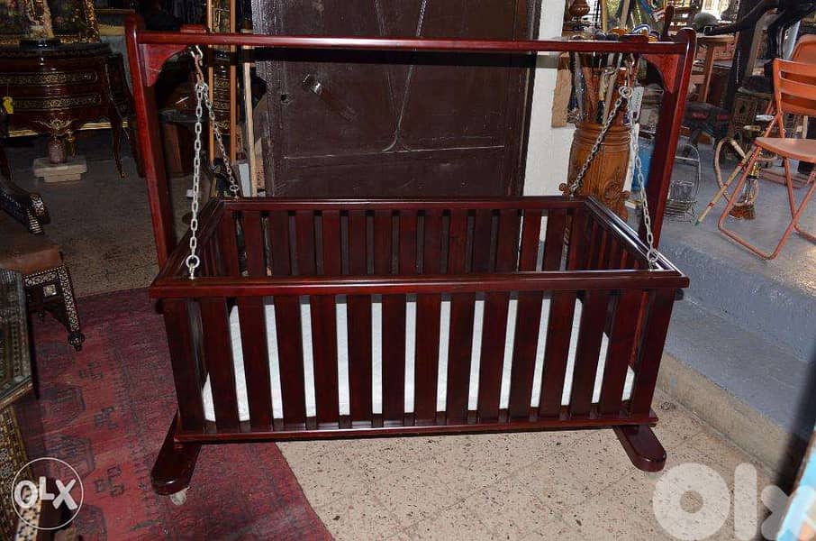 antique baby bed solid wood 0