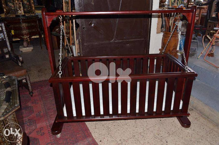 antique baby bed solid wood 1