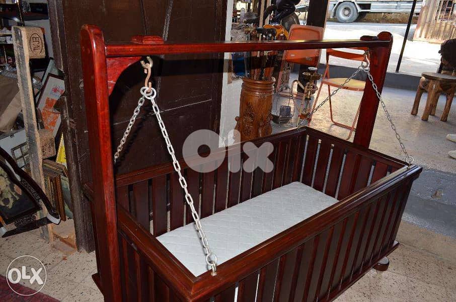 antique baby bed solid wood 3