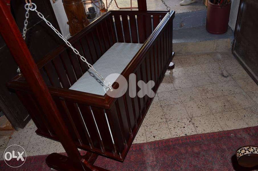 antique baby bed solid wood 4
