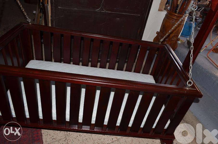 antique baby bed solid wood 5