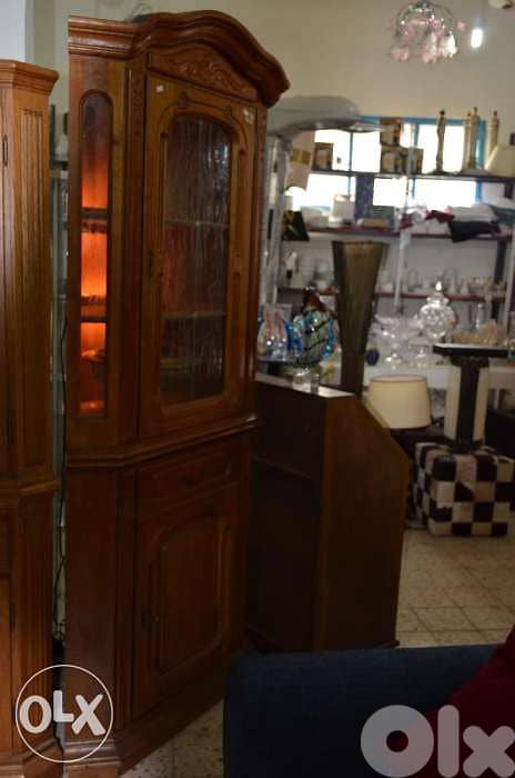 corner dresser with glass and drawers wainscot 0