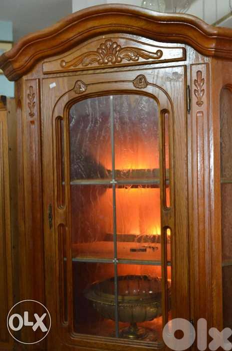 corner dresser with glass and drawers wainscot 1