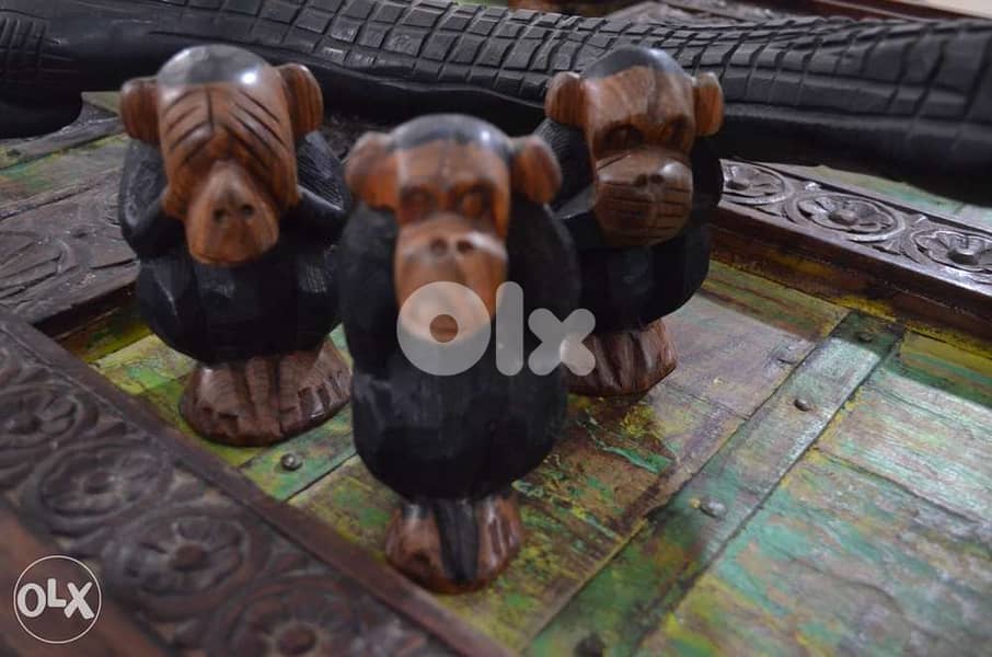 set solid wood monkeys 0
